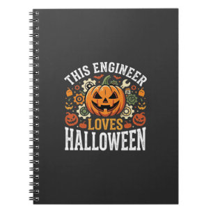Caderno Espiral Vetor de Abóbora de Engenheiro de Halloween