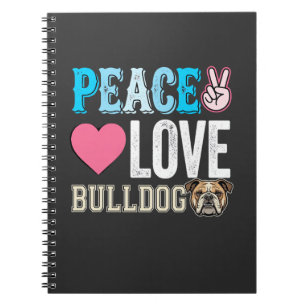 Caderno Espiral Vetor de Bulldog de Paz e Amor