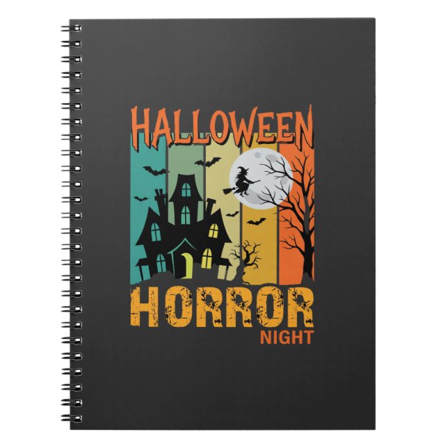 Caderno Espiral Vetor de Casa Assombrada da Noite do Terror de Hal (Frente)