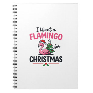 Caderno Espiral Vetor de Citação de Natal de Flamingo