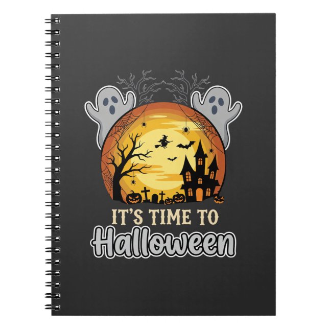 Caderno Espiral Vetor de Fantasmas e Cemitério da Lua Assombrada d (Frente)