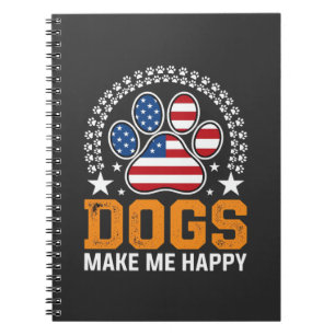 Caderno Espiral Vetor de impressão de pata de cães patrióticos