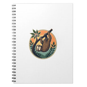 Caderno Espiral Vetor de Preguiça Vintage Símbolo de Vida Selvagem