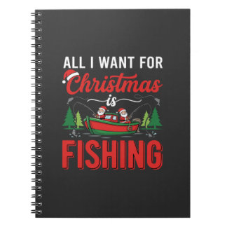 Caderno Espiral Vetor Feriado Natal Pescaria Papai Noel