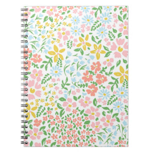 Caderno Espiral Vetor padrão floral sem costura em branco