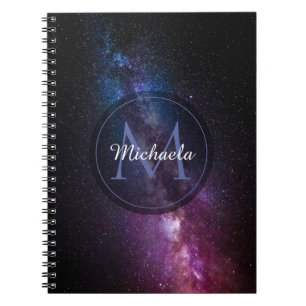 Caderno Espiral Via Látea, cores brilhantes, monograma personalizá