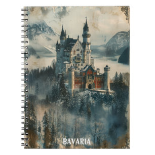 Caderno Espiral Viagem ao Castelo Neuschwanstein da Baviera Antiga