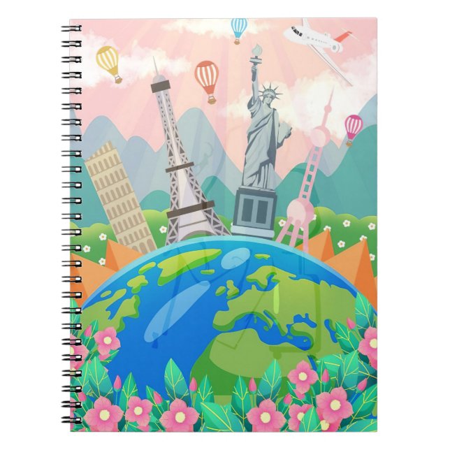 Caderno Espiral Viagem Art Viagem por todo o mundo (Frente)