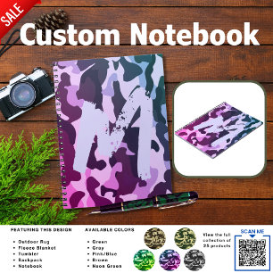 Caderno Espiral Viagem de Camuflagem Pink Personalizado
