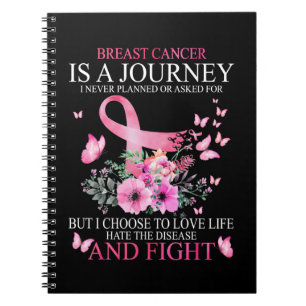 Caderno Espiral Viagem de Cancer da Mama Borboleta de Luta Cancer