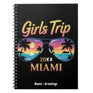 Caderno Espiral Viagem de Meninas Miami 2025 Fim de Semana de Mulh