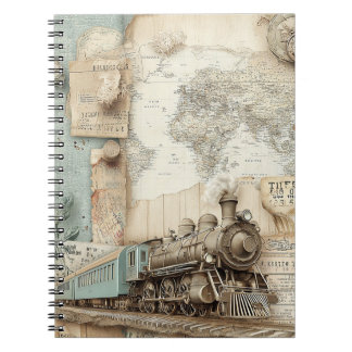 Caderno Espiral Viagem de Trem de Ferro Vintage