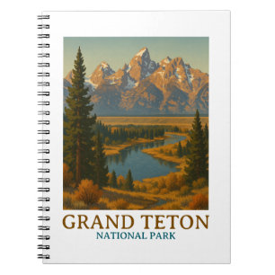 Caderno Espiral Viagem do Parque Nacional Vintage Grand Teton