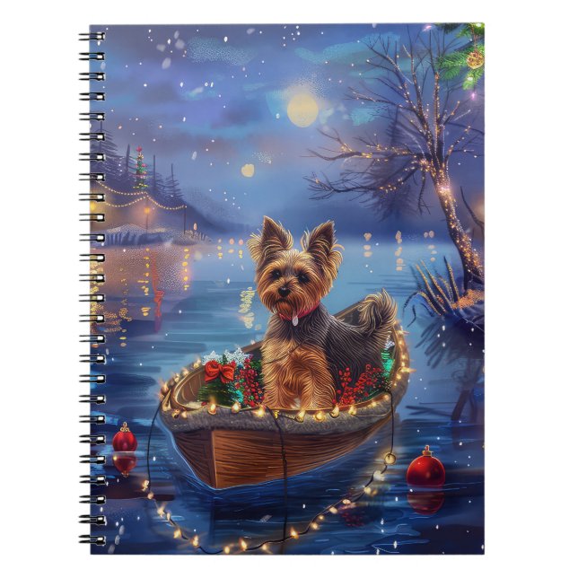 Caderno Espiral Viagem Festiva de Natal de Biewer Terrier (Frente)