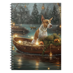 Caderno Espiral Viagem Festiva de Natal do Bull Terrier