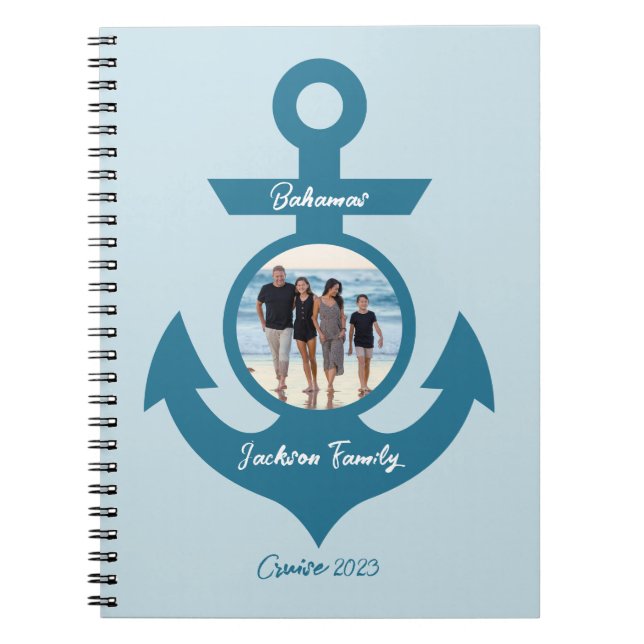 Caderno Espiral Viagem Personalizada da Família Cruise com sua Fot (Frente)