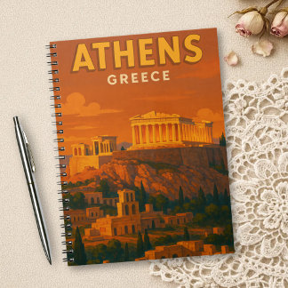 Caderno Espiral Viagem Retro Atenas Grécia