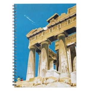 Caderno Espiral Viagem Vintage Atenas Grécia Templo Parthenon