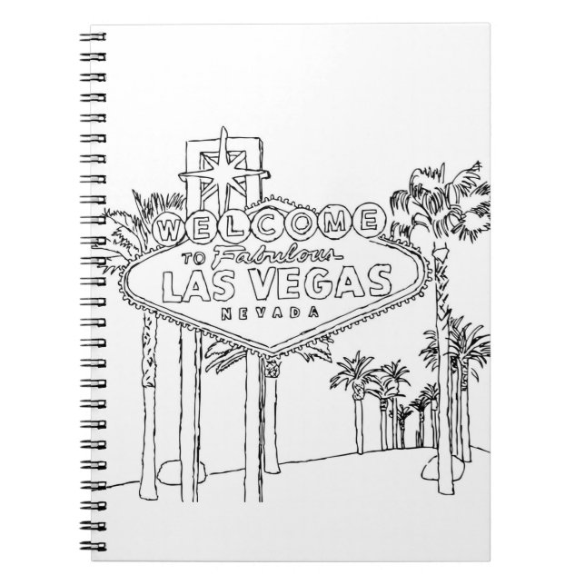 Caderno Espiral Viagens de Las Vegas Desenhando Férias Viajando (Frente)