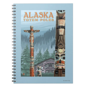 Caderno Espiral Viagens vintage da Aldeia Totem Saxman