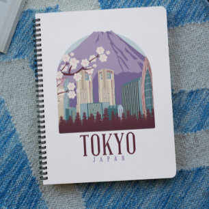 Caderno Espiral Viagens vintage do Japão de Tóquio