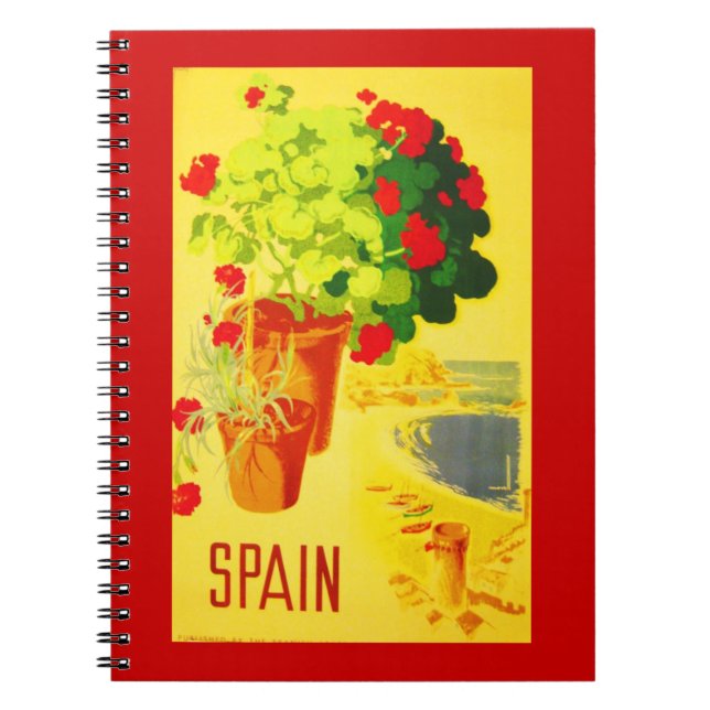 Caderno Espiral Viagens vintage do notebook - Espanha (Frente)