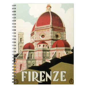 Caderno Espiral viagens vintage Florence Firenze Itália Church Du