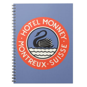 Caderno Espiral Viagens vintage, Swan Bird Hotel Monney Suiça