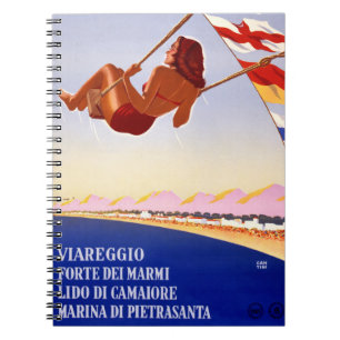 Caderno Espiral Viareggio Itália - Poster Viagens vintage Restaura