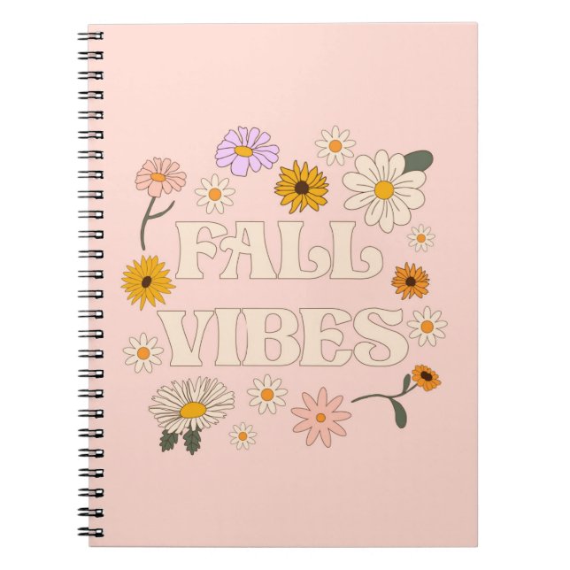 Caderno Espiral Vibes de queda rosa (Frente)
