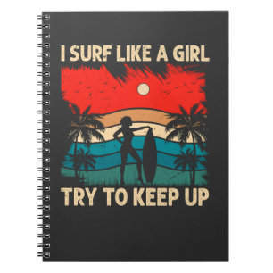 Caderno Espiral Víblias de surf de tendências Eu Surf como uma gar