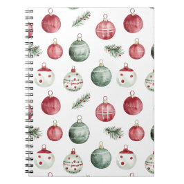 Caderno Espiral vibração de enfeites de natal rústico