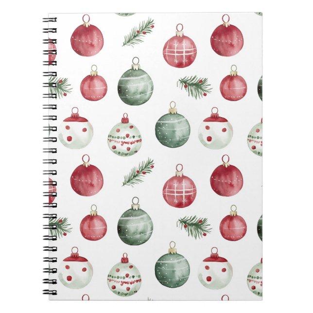 Caderno Espiral vibração de enfeites de natal rústico (Frente)