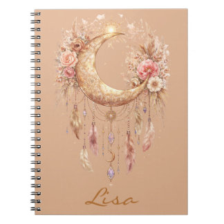 Caderno Espiral Vibração Mística Lua Boho