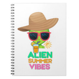 Caderno Espiral Vibrações Legais de Férias de Verão de Alien