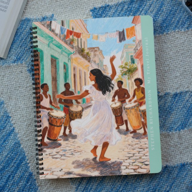 Caderno Espiral Vibrant Afro-Caribbean Dance Monogram Travel (Criador carregado)