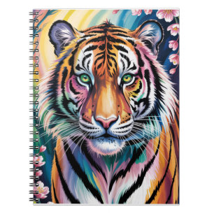 Caderno Espiral Vibrant Fantasy Tiger Portrait Exótico