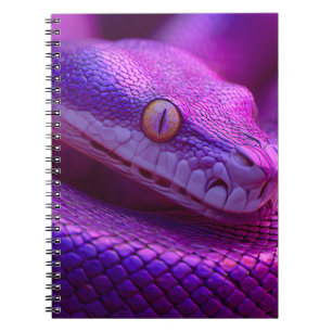Caderno Espiral Vibrant Neon Purple Snake Portrait in Striking Mac