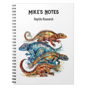 Caderno Espiral Vibrant Tribal Lizard Totem, personalizado