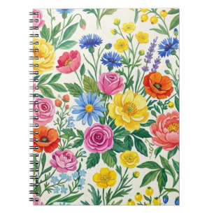 Caderno Espiral Vibrant Wildflower Meadow Botanical Garden Print