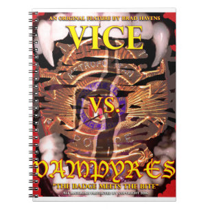 Caderno Espiral Vice vs. Poster de Vampiros em um Local