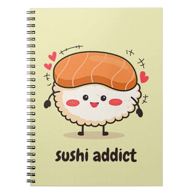 Caderno Espiral viciado em sushi (Frente)