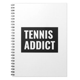 Caderno Espiral Viciado em Tênis Citação Engraçada de Atleta Preto