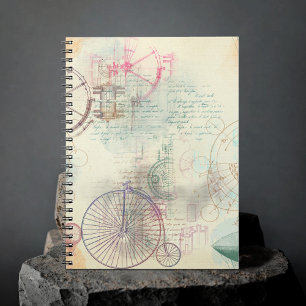Caderno Espiral Victorian Steampunk   Grunge de Aquarela Pastel