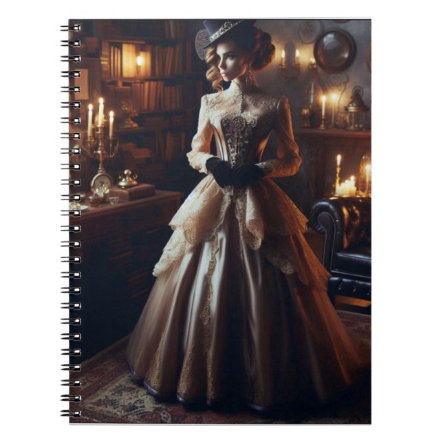 Caderno Espiral Victorian Vintage Misteriosa Mulher Elegante (Frente)