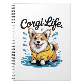 Caderno Espiral Vida de Corgi – Cachorro Fofo com Capote Vintage