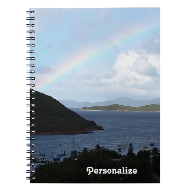 Caderno Espiral Vida de Ilha do Arco-íris do Caribe (Frente)