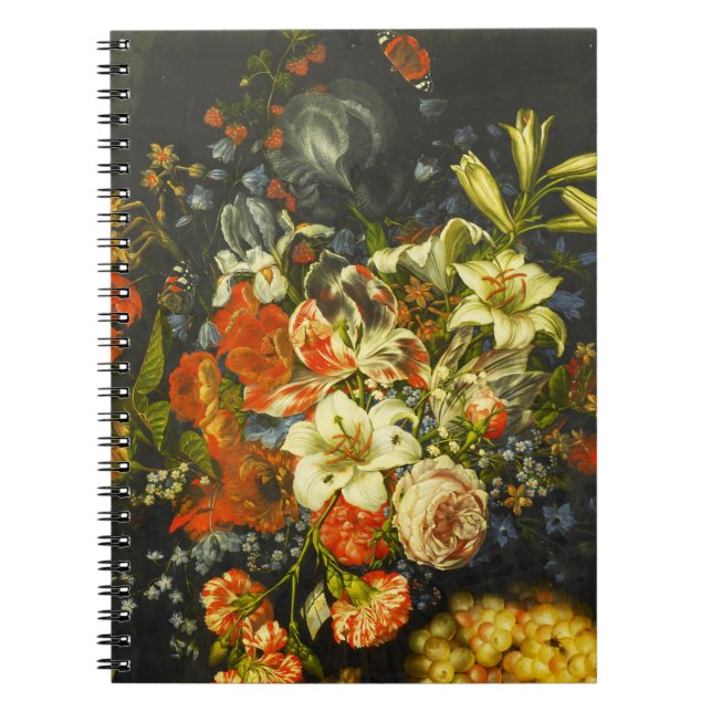 Caderno Espiral Vida Estática com Flores e Frutas (Frente)