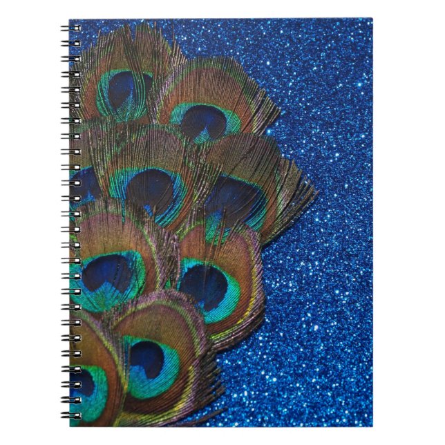 Caderno Espiral Vida estática do Buquê Pavão Azul (Frente)