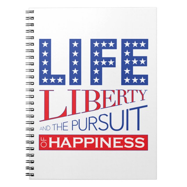 Caderno Espiral Vida, liberdade e a perseguição da felicidade (Frente)